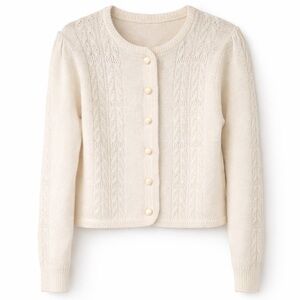 Camila Coelho Alpaca Wool Cardigan Sweater Cream S NWT